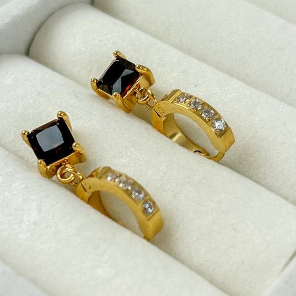 Gold Plated Small Huggie Hoop With Charm Earrings - Picture 3 of 7